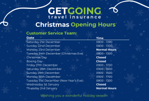 Get Going Travel Insurance Christmas opening hours